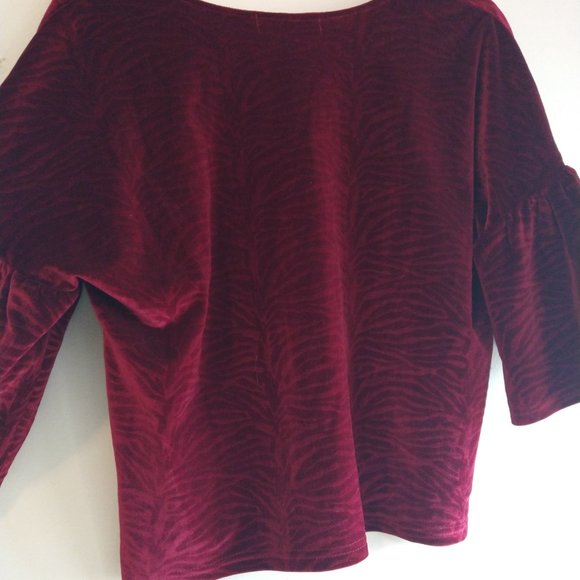 Red Velvet Puffy Sleeve Top - Picture 2 of 5